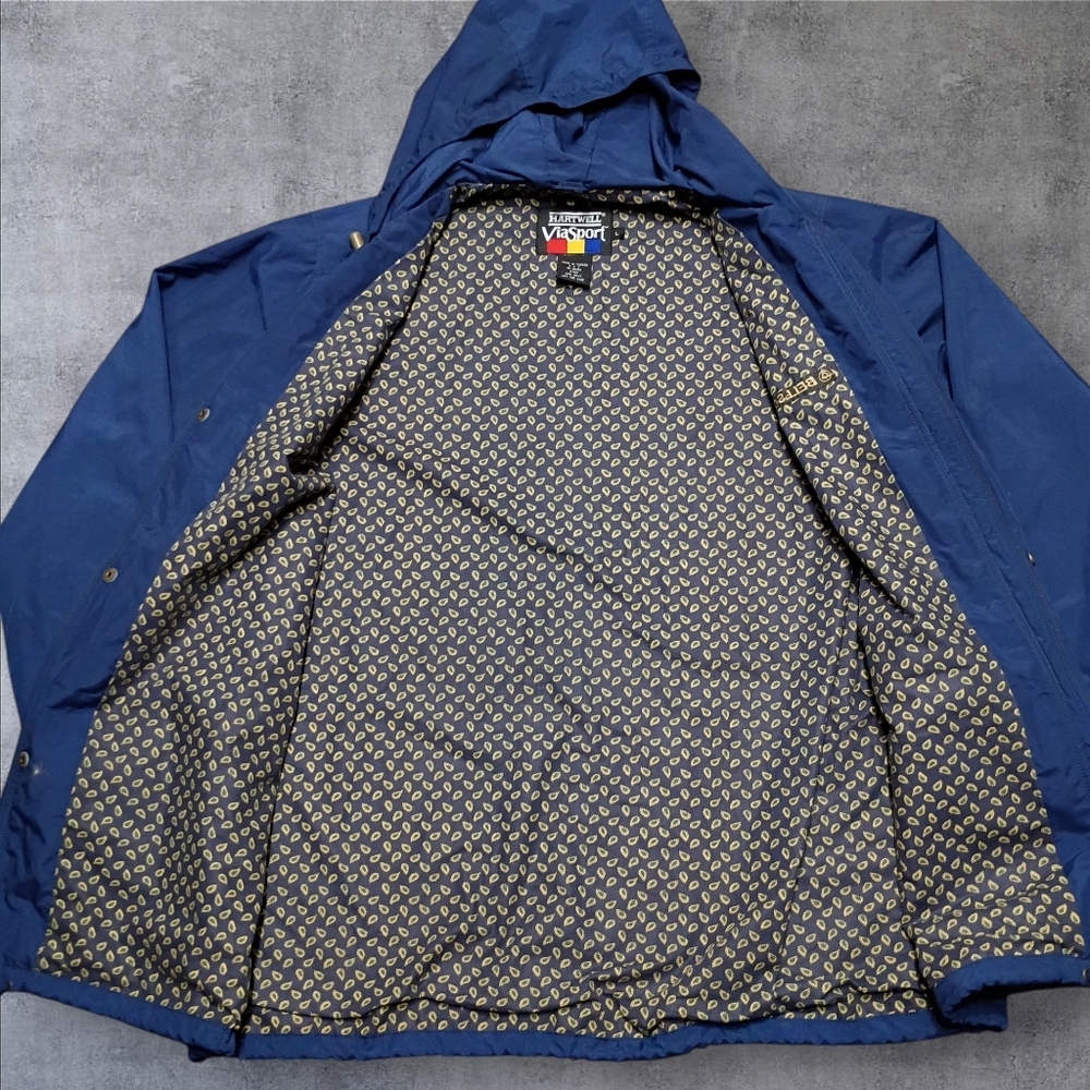 Vintage BellSouth Hartwell ViaSport Men's L Navy Windbreaker Hooded - Picture 2 of 7